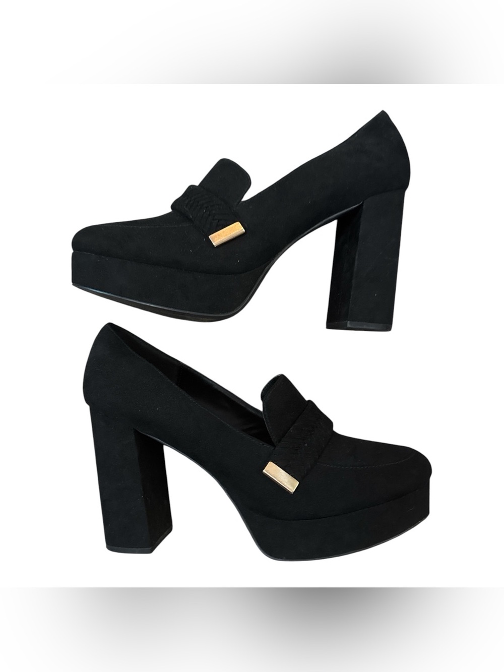 Black Platform Block Heel Loafers for Women Size 11 Business Career Boss Shoes